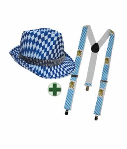 COM-FOUR Trachtenhut Oktoberfest - Bayrischer Seppelhut Mit Blau-weißer Kordel