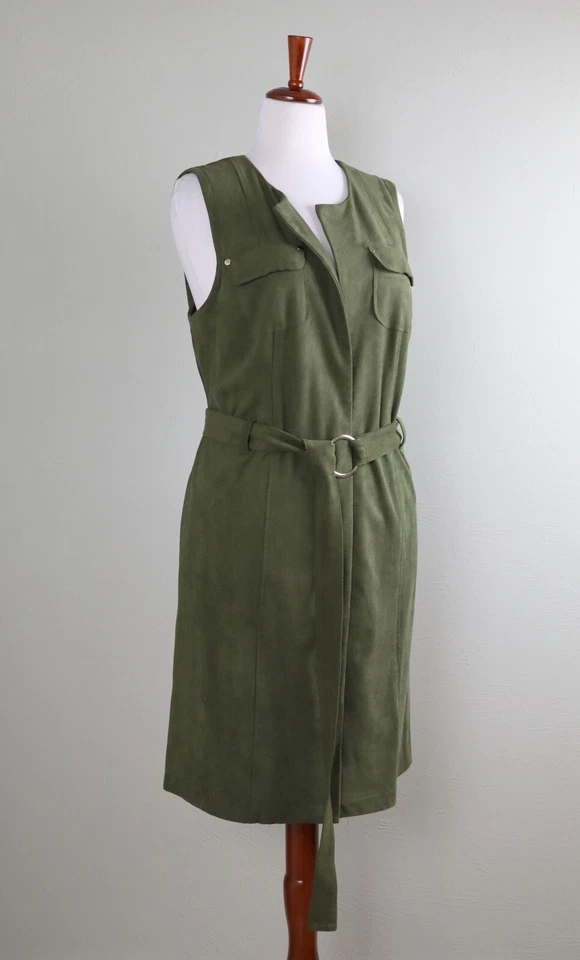 CHICO'S NWT $149 Faux Suede Belted Vest Jacket Top Size 2 Large / 12 / 14 - Image 2 of 4