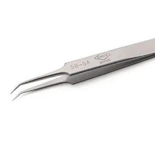 Erem 5BSA Precision Tweezers, Curved 30° Pointed Tips, Relieved, 4.5"