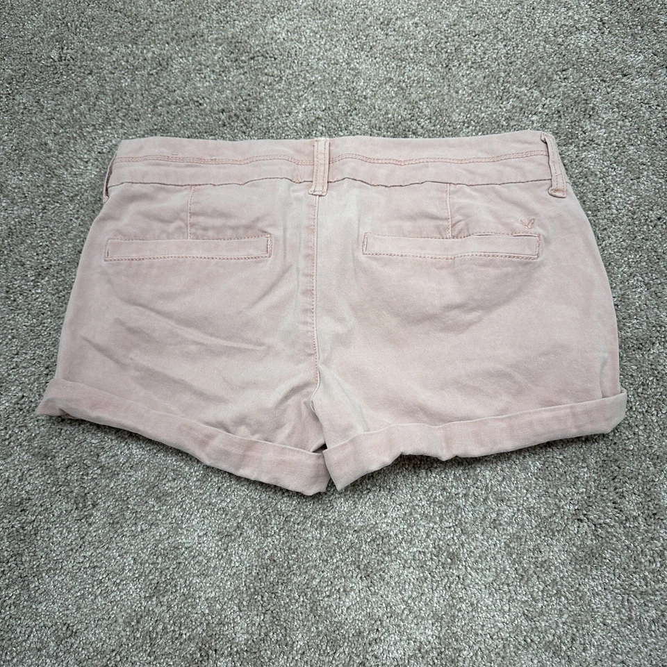 American Eagle Jean Shorts Women's 4 Peach Cuffed Stretch MIDI Faded - Image 2 of 4