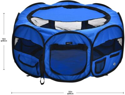 amazon basics portable soft pet dog travel playpen, 35 x 35 x 16