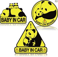 3 Pack Set Baby on Board Panda Car Magnets, Baby in Car Safety Sign for Car Bump