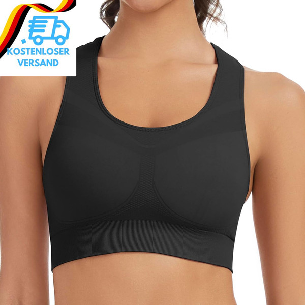 Sport BH Damen Racerback Push Up Ohne Polster Fitness-image