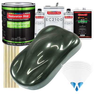 Fathom Green Firemist LOW VOC Urethane Basecoat Gallon Kit & European Clear Coat