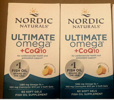 2 boxes Nordic Naturals Ultimate Omega +CoQ10 - 60 Soft Gels