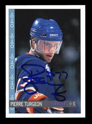 1992 O-Pee-Chee 47 Pierre Turgeon HOF Autographed SIgned #77 Islanders Auto Card