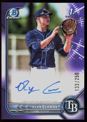 2022 Bowman Draft #CDA-RCK Ryan Cermak Chrome Draft Pick Autographs Purple #/250