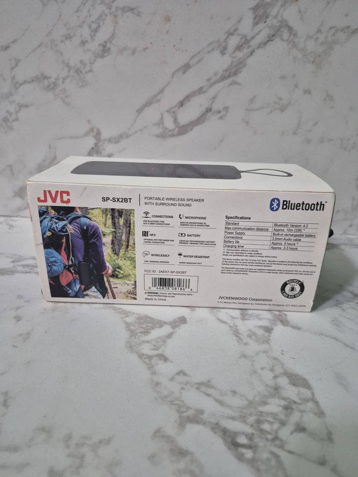 JVC Water Resistant Speaker SP-SX2BT Wireless Portable Bluetooth Surround Sound - Image 4 of 4