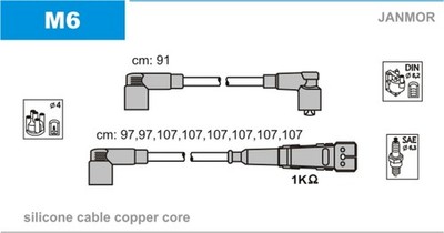 JANMOR Zündleitungssatz M6 für C126 KLASSE MERCEDES SL W126 R107 Silikon 380 SEL