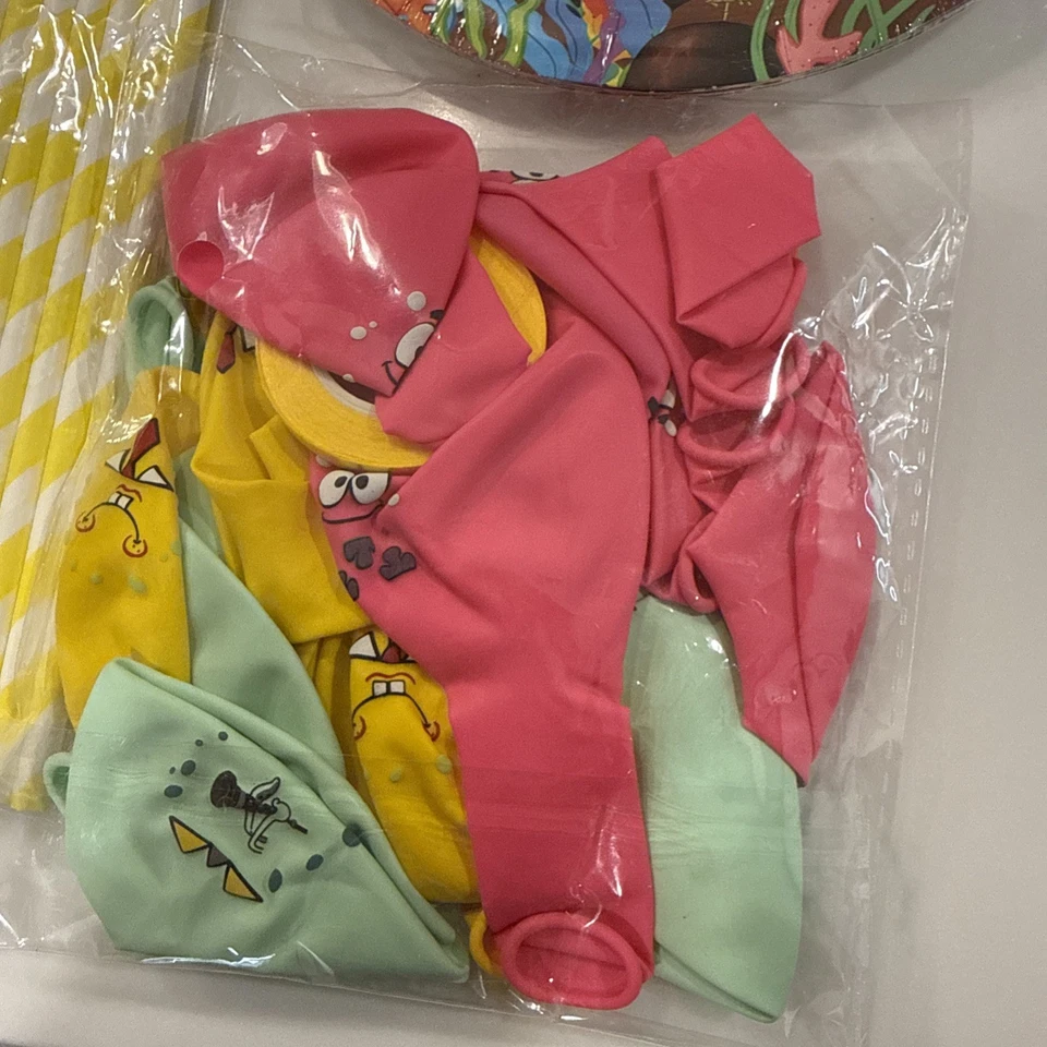 Spongebob SquarePants Birthday Party Set Plates Cups Cutlery For 10 plus more - Image 3 of 4