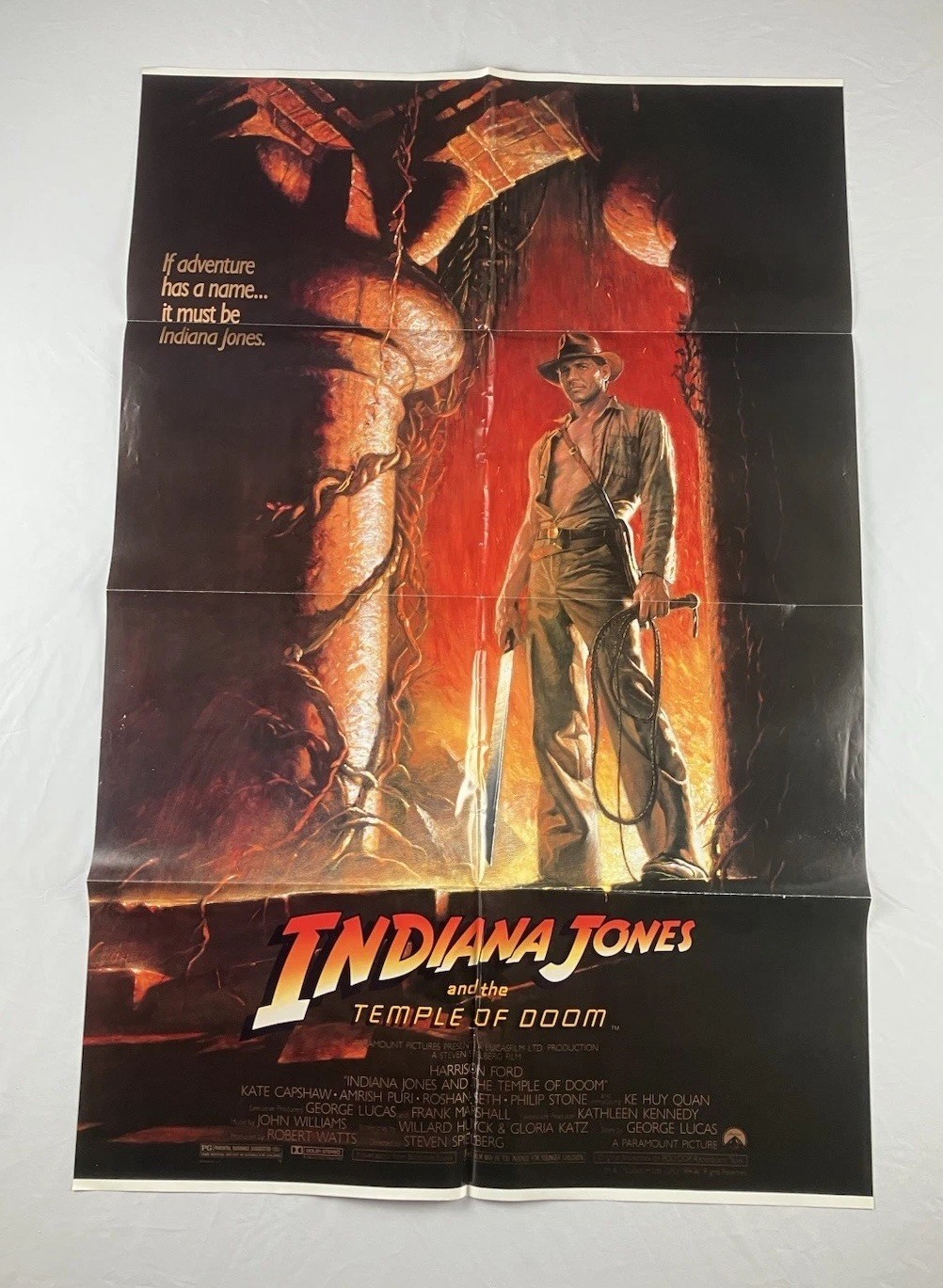 Póster original de una hoja de película de Indiana Jones y el templo de la fatalidad 27" x 41"
