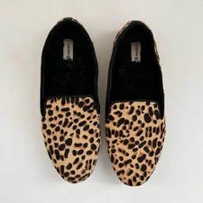 Birdie's Starling Flat Smoking Loafer Shoe 8.5 Leopard Calf Hair Classic Mobwife