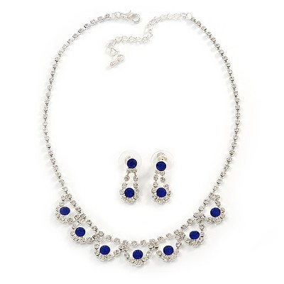 Braut/Hochzeit/Abschlussball zarter Saphir blau/klar österreichischer Kristall Halskette