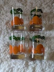 Vtg MCM Anchor Hocking Orange Juice Glasses Slice Small 3.5” X4