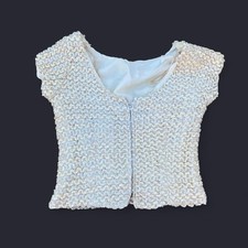 Vintage 60s Beaded Sequin Top Size L 1129