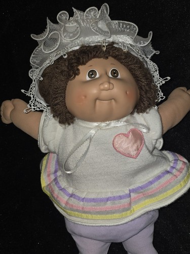 Vintage Cabbage Patch doll brown hair dimples, 1978/1982 head mold 2 Dressed Up