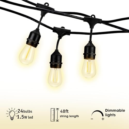 Outdoor Weatherproof Commercial LED Backyard Bistro Cafe Patio Light String, 