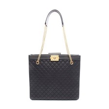 Chanel Boy Leather Tote Bag Women Black One Size