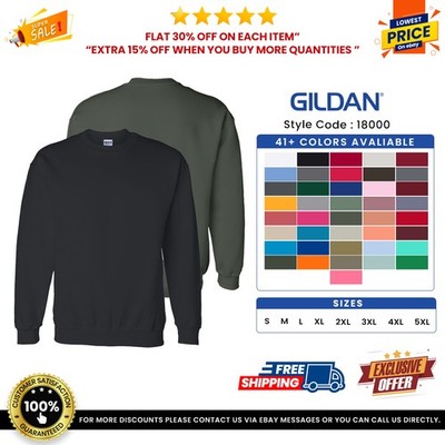 Gildan G180 Adult Cotton/Polyester Crew Neck Heavy Blend Fleece Knit Sweatshirt
