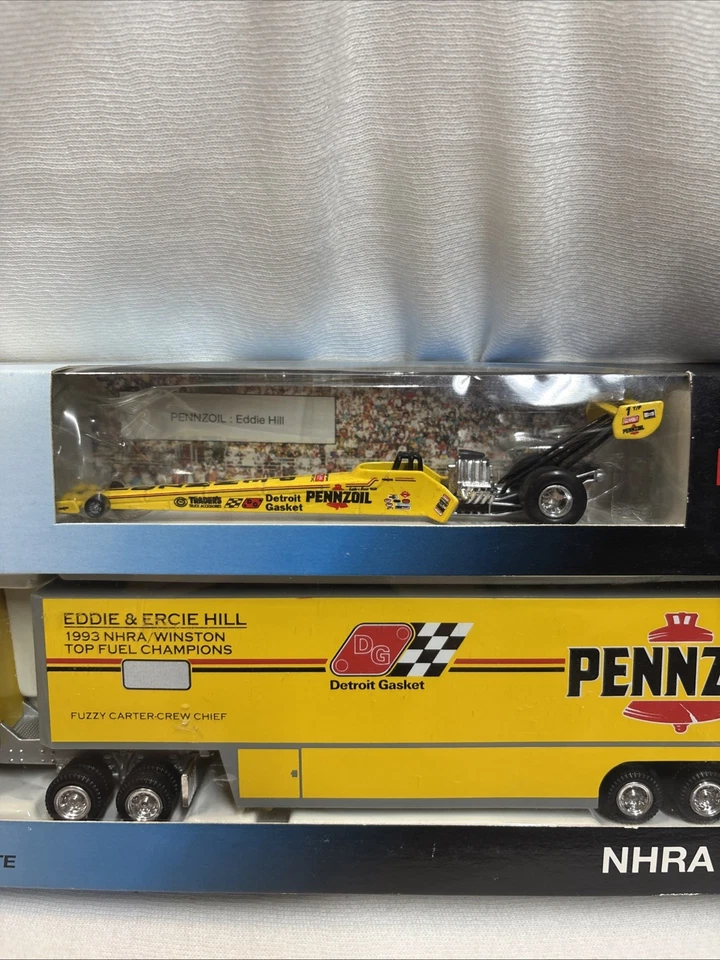 EDDIE HILL 1993 "PENNZOIL" 1/64 NHRA TOP FUEL TRANSPORTER DIE CAST BY RACE IMAGE - Image 3 of 4