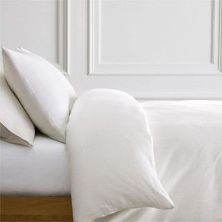 WEST ELM Belgian 100% Linen WHITE Duvet Cover! SO soft! KING