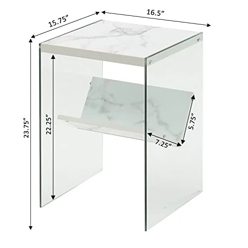 Convenience Concepts SoHo End Table, Faux White Marble, 15.75 in x 16.5 in x - Image 3 of 4