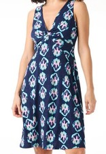 Vestido Nic + Zoe Batic L Azul Océano Batik‎ Jersey Forrado Elástico Playa Costero L