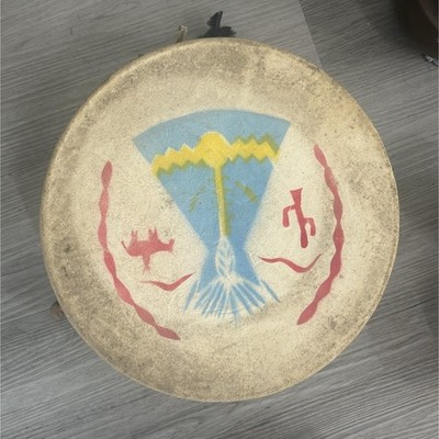 Hand-Painted Native American Style Drums, Leather Lacing, Various Motifs