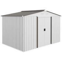 Outsunny 9 x 6FT Galvanised Garden Storage Shed with Sliding Door, Silver