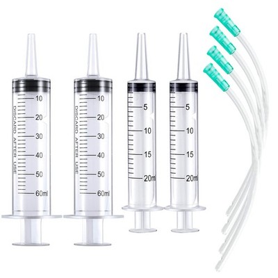 DFYOUHOME Large Plastic Syringe with Tube 60ml & 20ml with 13inch Tubing for ...