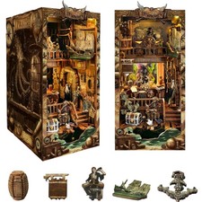 Book Nook Kit with LED Lights DIY Miniature Dollhouse 3D Wooden Puzzle for Ad...