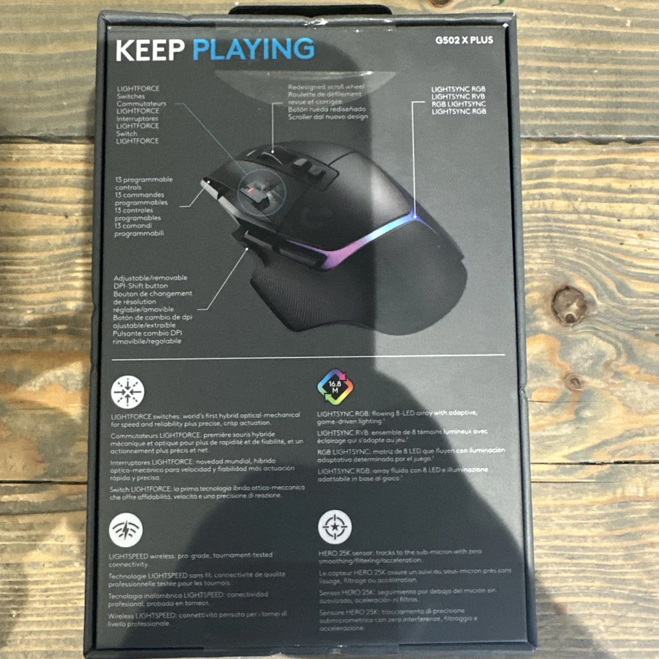 Logitech G502X Plus Wireless Optical Gaming Mouse -Black - New Sealed - Image 2 of 3