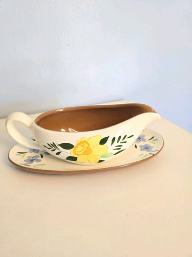 Stangl Gravy Boat and Underplate Country Garden VII Roses Flowers USA READ