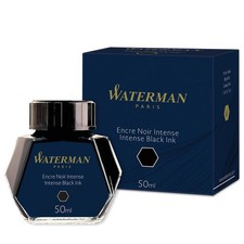 Waterman Intense Black 50ml Refillable Fountain Pen Ink Cartridges, Black