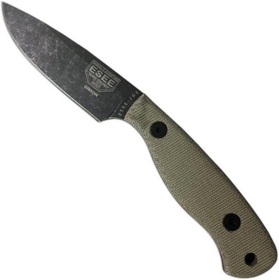 ESEE JG3 Camp 3.5in 1095 Black Oxide Fixed Blade Micarta USA Leather ESEE-JG3-BO