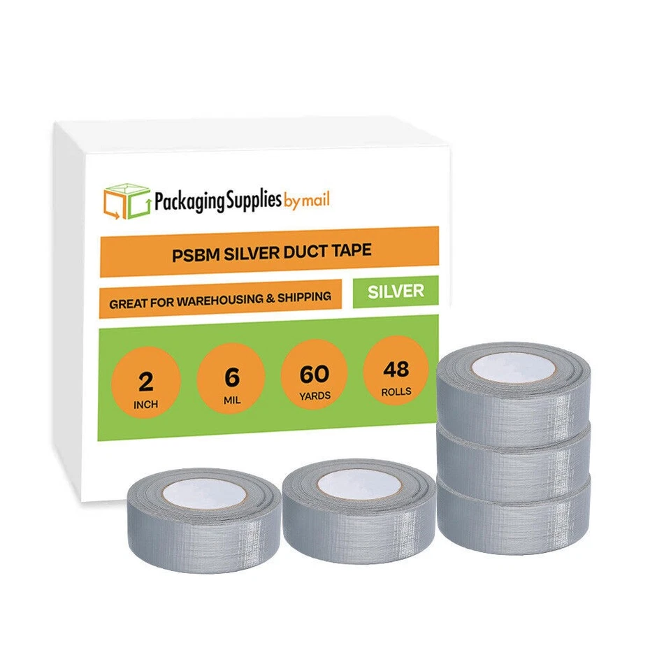 INTERTAPE 48 Rolls Silver Duct Tape 2"x 60 Yards Utility Grade Multipurpose Tape 6 Mil