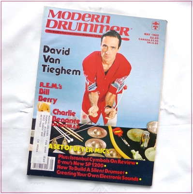 MODERN DRUMMER - May 1988 - DAVID VAN TIEGHEM + Bill Berry of REM