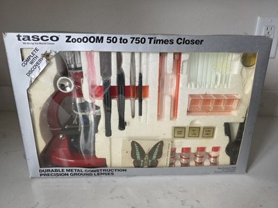 Vintage 1981 Tasco Model 9878 Microscope Discovery Kit In Box 99% Complete EUC
