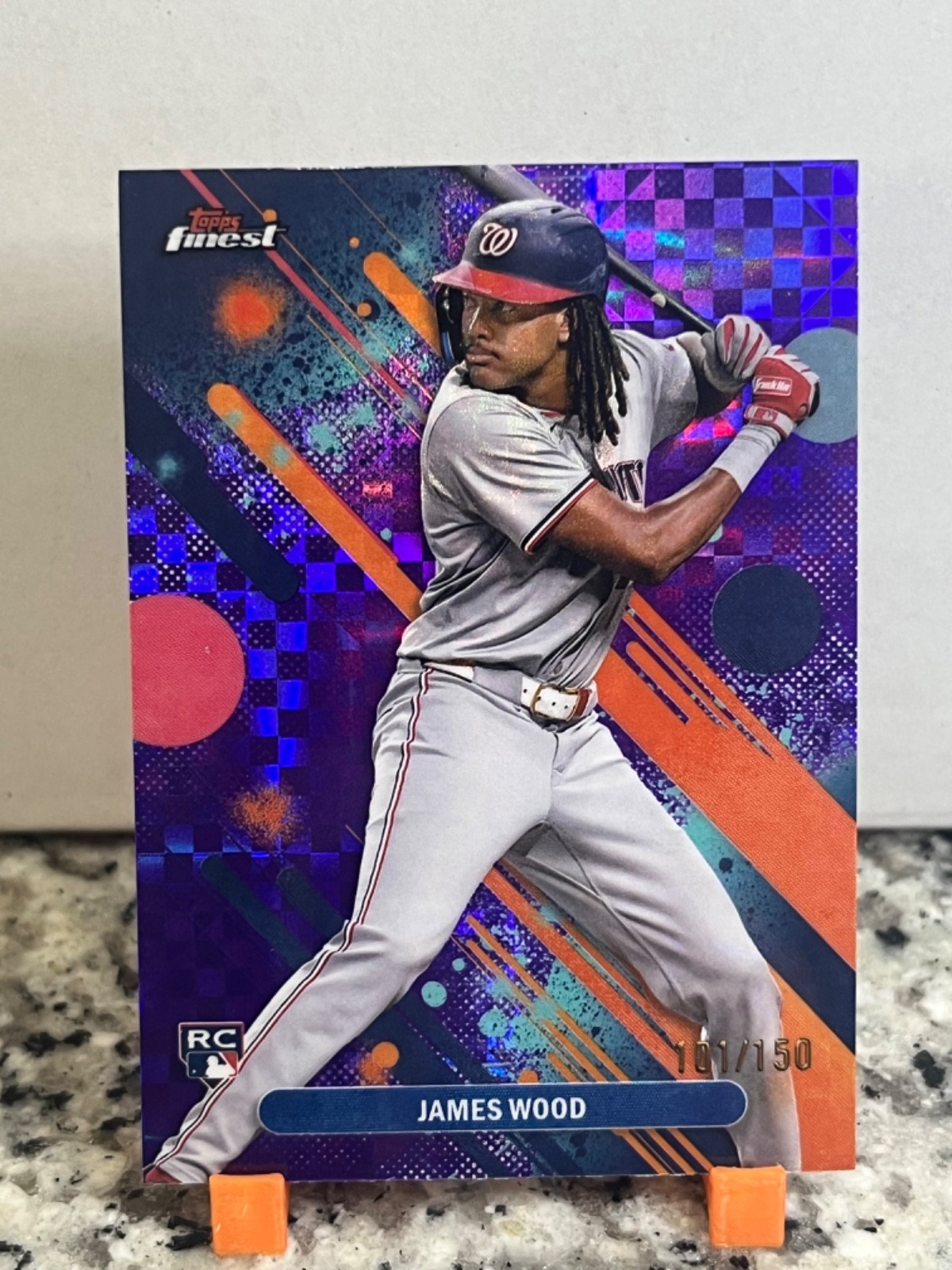 JAMES WOOD 2025 Topps Finest #100 Purple Checkerboard Refractor Rookie RC /150