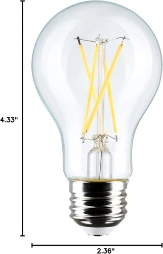 Satco S12462 8 Watt A19 LED Bulb, Clear, 2700K, Medium Base, 8 Watts, Clear  - Picture 2 of 2