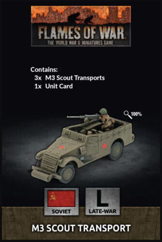 Игровые миниатюры Flames of War SU206 M3 Scout Transport Late War 3 машины 6390₽