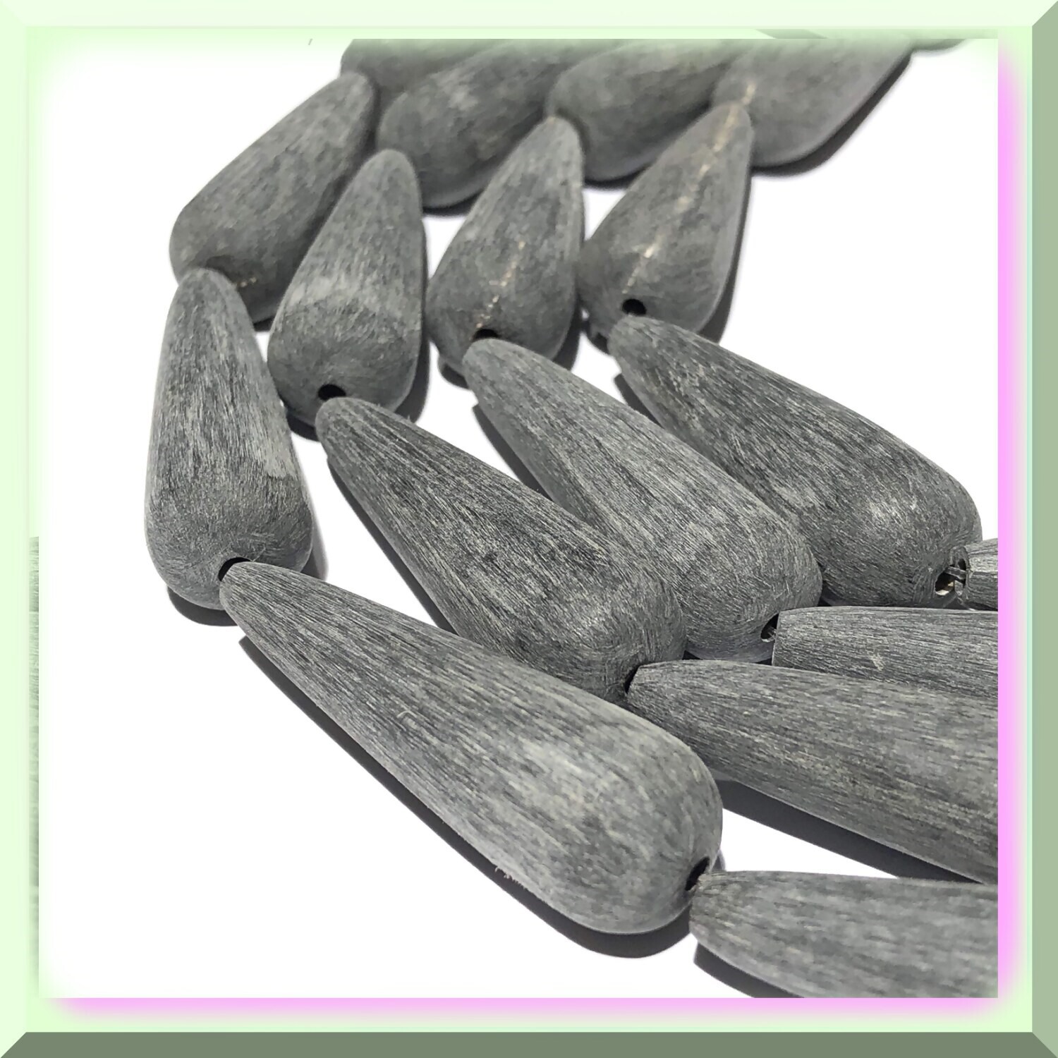 ABCgems Hand Carved Matte Cao Buffalo Horn Beads - Rare 15X49mm Tear Drops for J