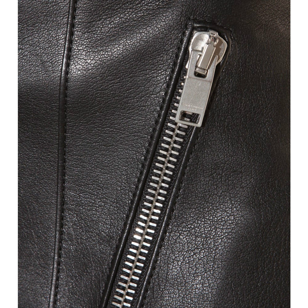 Gonna Saint Laurent (Hedi Slimane) in pelle nera con cerniera anteriore FR 38 US 6 $2.890