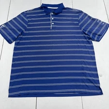 Cutter & Buck Blue Stripe Embroidered Polo Tabor Golf Classics Mens Size XL