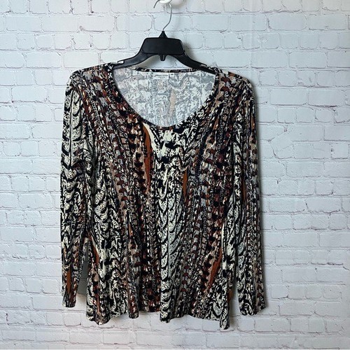 Prairie Cotton gothic printed art to wear v neck top USA Medium funky retro emo