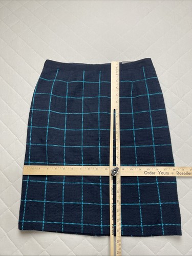 Banana Republic Skirt Womens 4 Pencil Knee Length Plaid Navy Textured Business - Picture 2 of 9