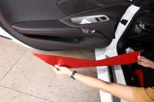 Red Carbon Inner Door Anti Kick Panel Trim Accessories For Corvette C8 2020-2024