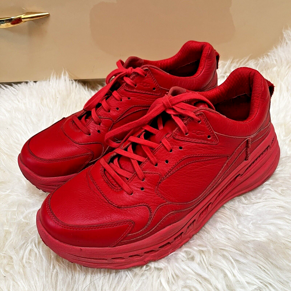 スニーカー UGG CA805 x LOW x ATMOS Ugg X Atmos Ca805 X Lace Low Top Red Leather Sneakers Shoes Mens