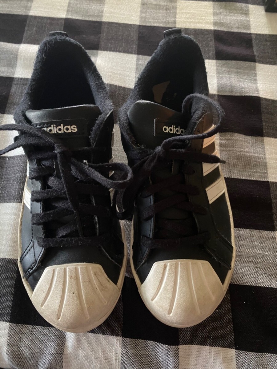 Adidas SuperStar Black white Stripe Leather Low Top Shoes big kids
