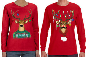 Verrassend Reindeer Ugly Christmas Sweater Matching Couples Men Women Long SB-92